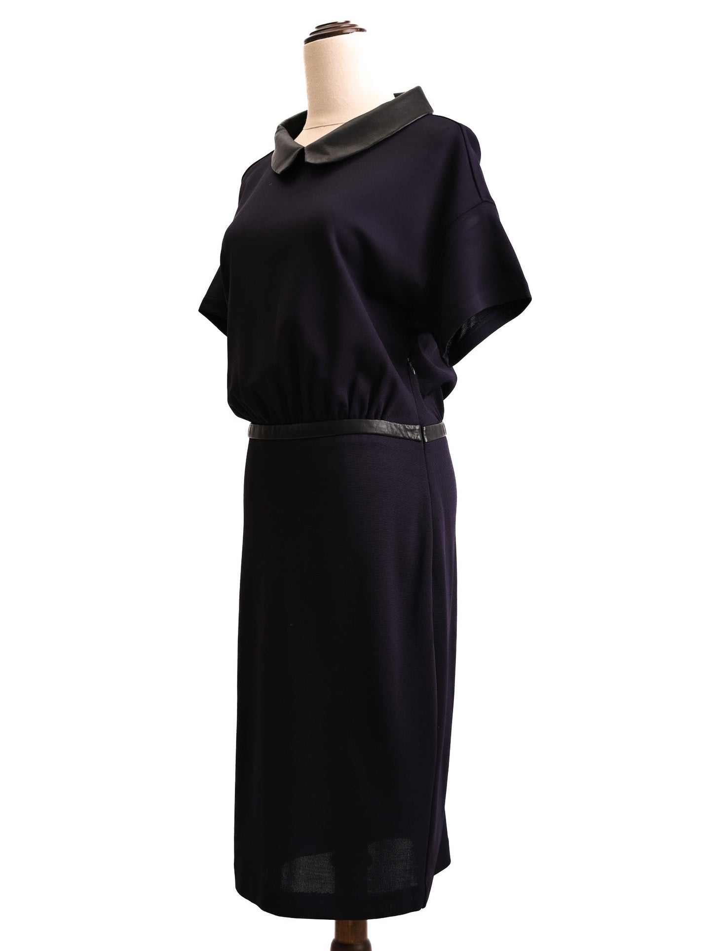 good moschino purple dress with black collar and belt size m