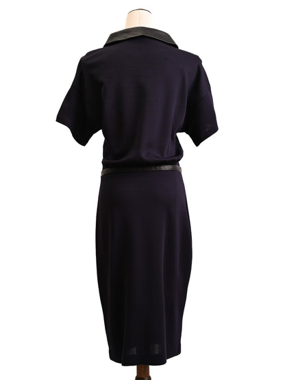 Good Moschino Purple Dress with Black Collar and Belt Size M