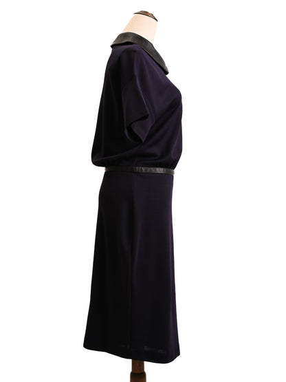Good Moschino Purple Dress with Black Collar and Belt Size M