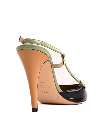 Good Emporio Armani High-Heeled Shoes Combined Leather Size 37.5
