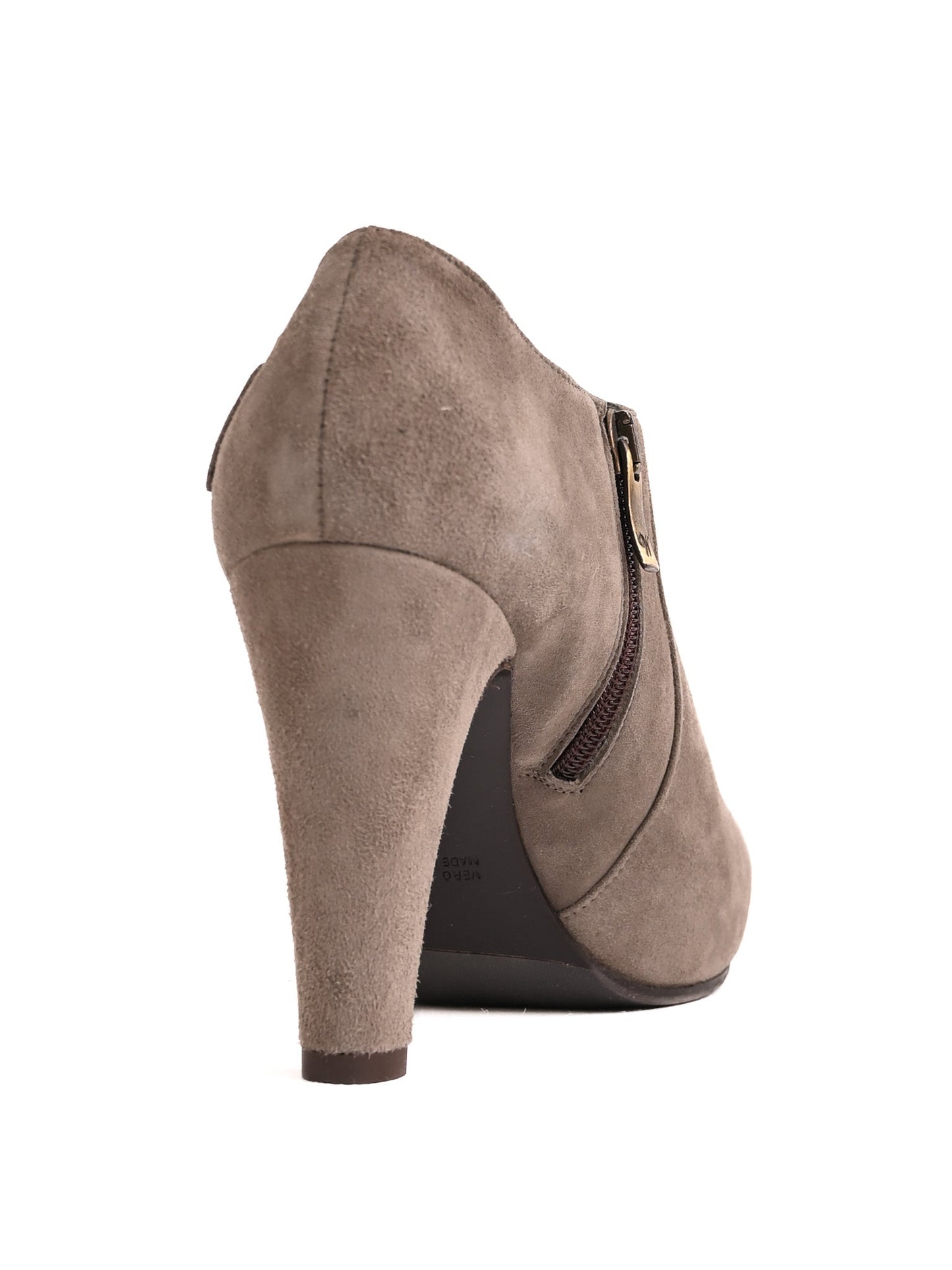 excellent william massimi gray leather high-heeled ankle boot size 38