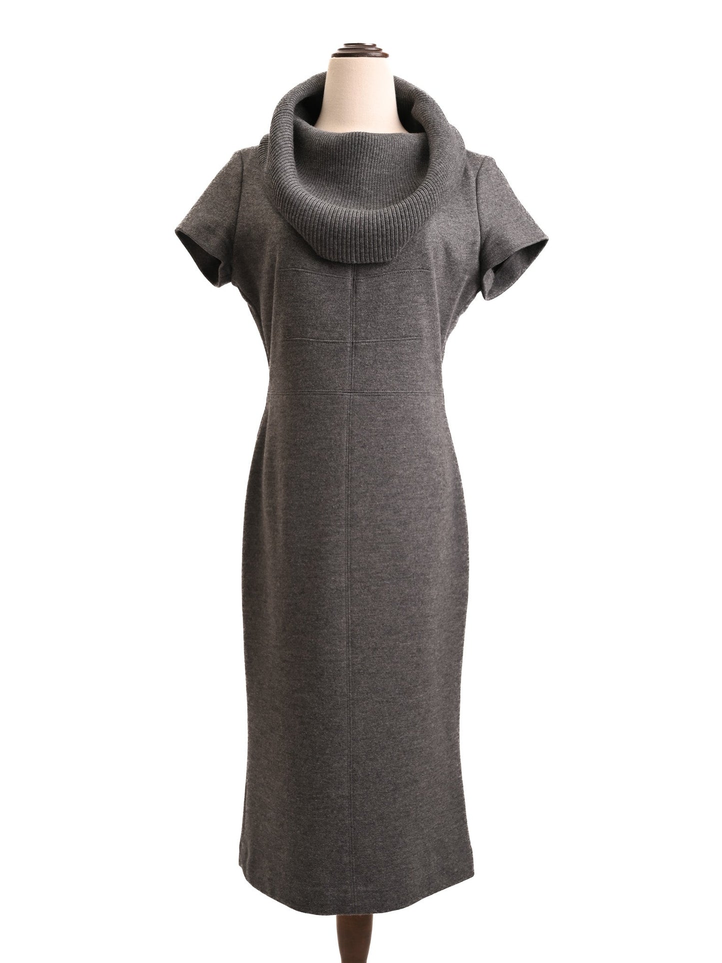 escada gray wool knit sweater dress cowl neck size m excellent