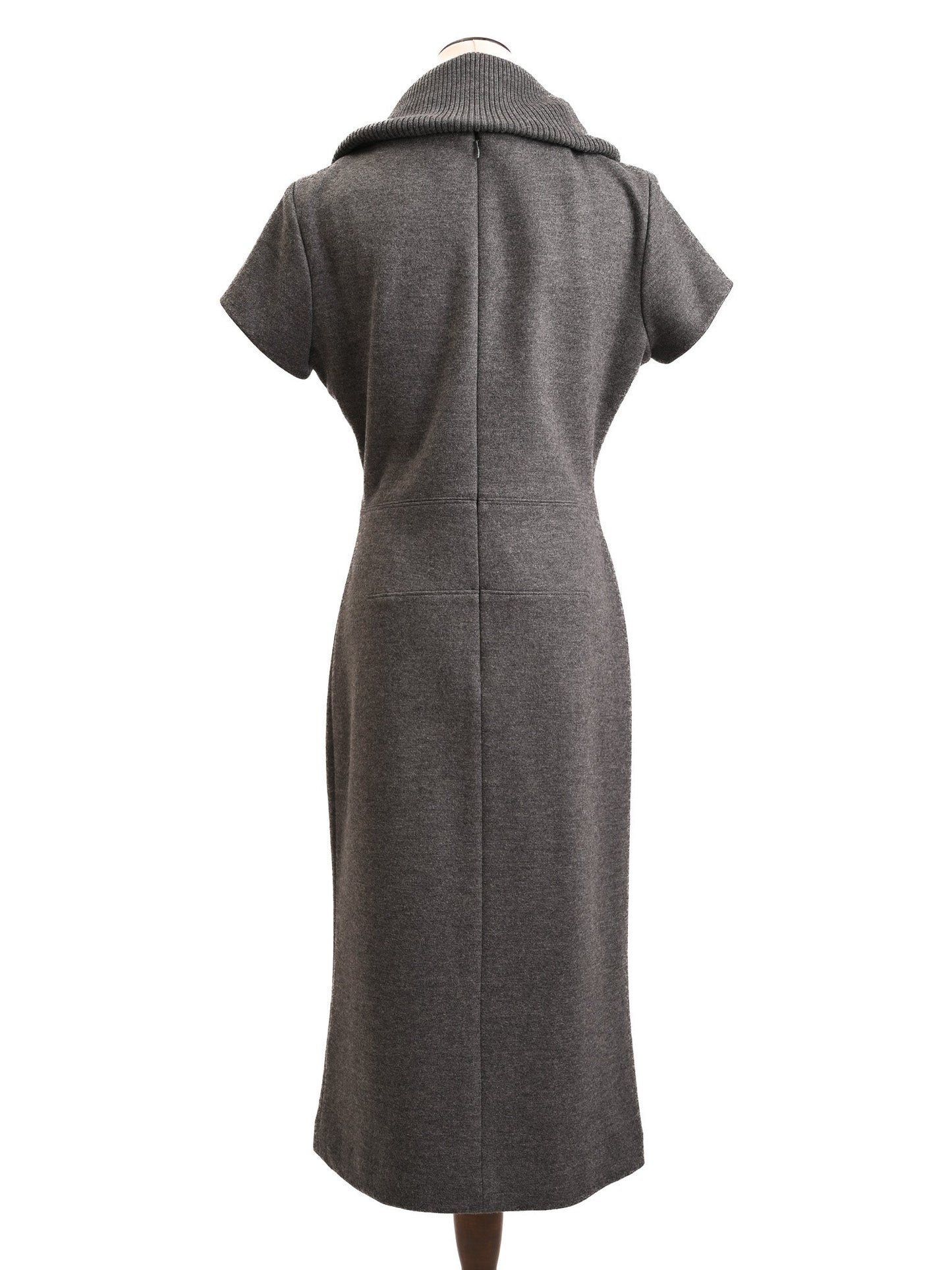 escada gray wool knit sweater dress cowl neck size m excellent