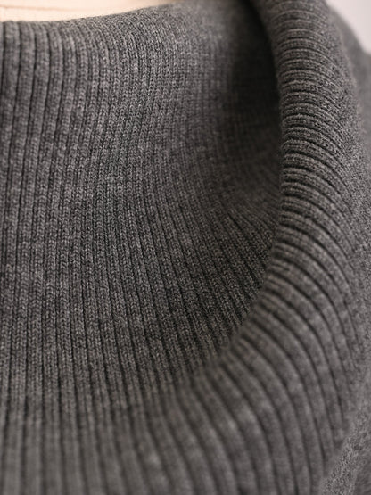 Escada Gray Wool Knit Sweater Dress Cowl Neck Size M Excellent