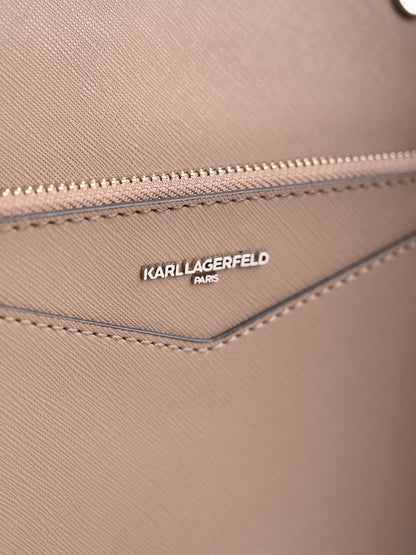 Excellent Karl Lagerfeld Gray Leather Handbag with Zipper Pocket