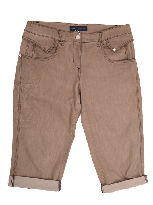 Excellent Trussardi Cuffed Brown Jeans Shorts Orange Cotton Women