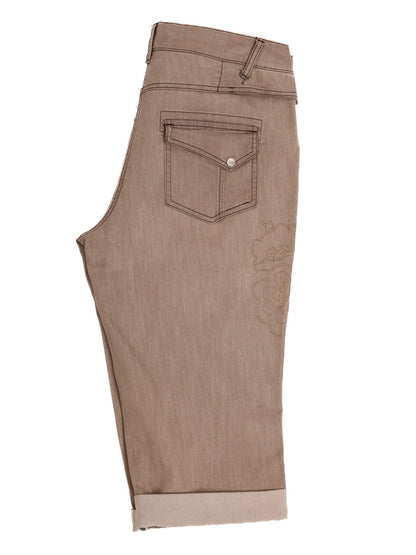 Excellent Trussardi Cuffed Brown Jeans Shorts Orange Cotton Women