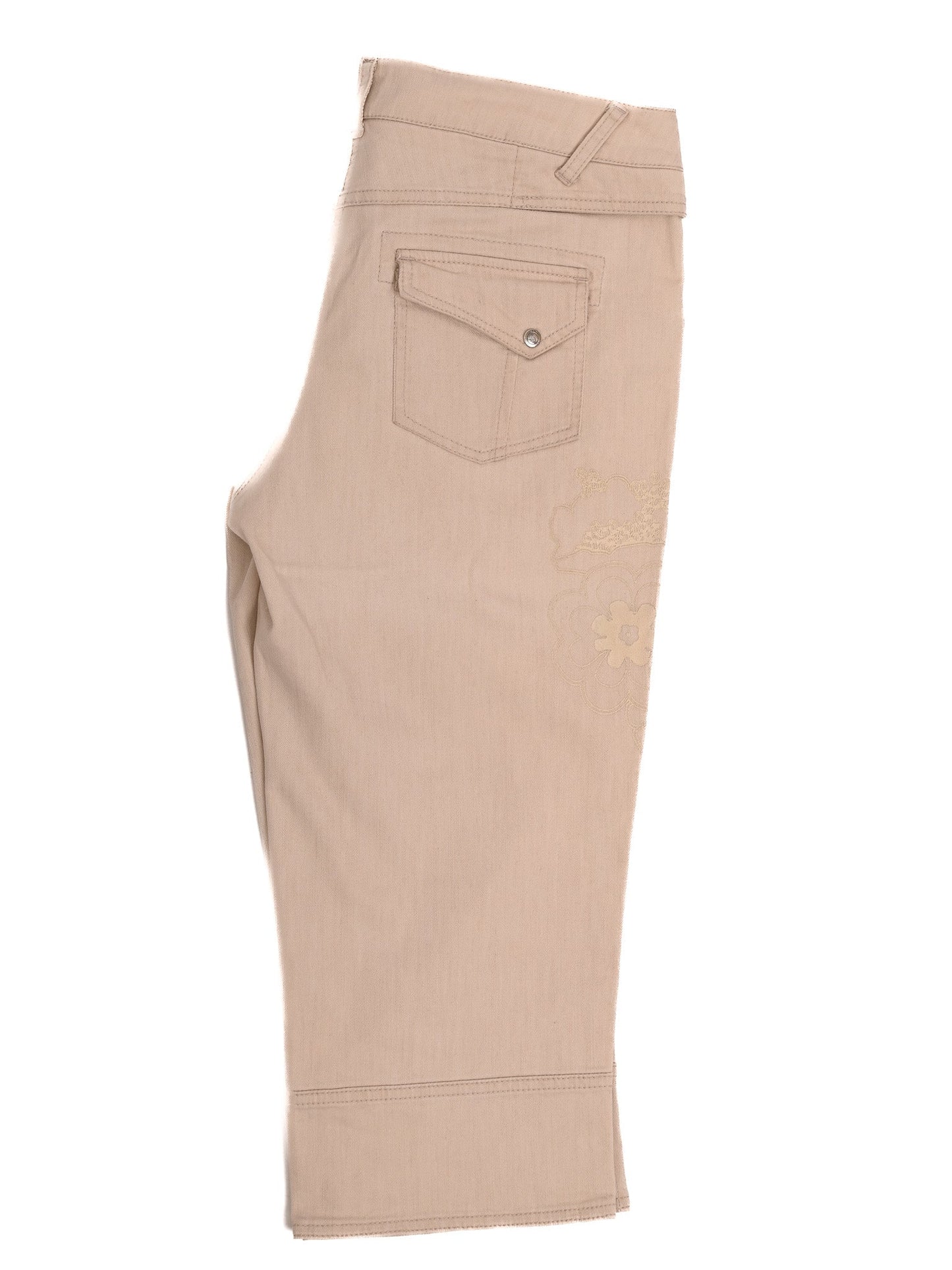 trussardi white cotton knee-length pants with floral embroidery