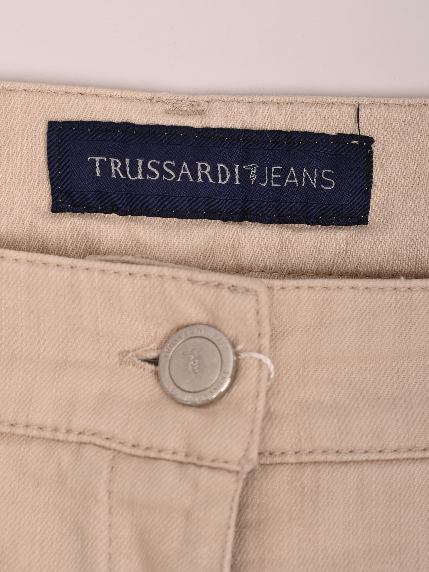 trussardi white cotton knee-length pants with floral embroidery