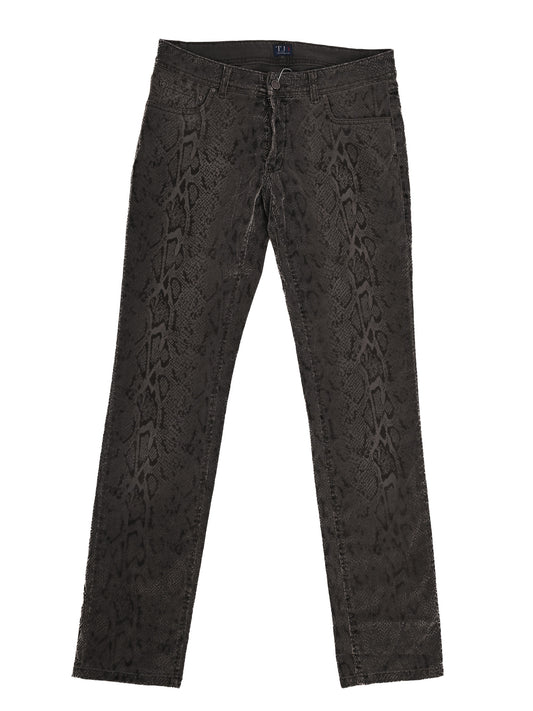 Trussardi Women's Excellent Condition Combined Snake-Pattern Pants Size L
