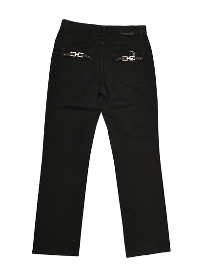 Excellent Trussardi Black Women’s Pants Size M Cotton Natural
