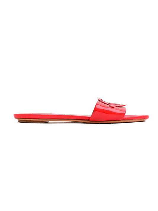 Excellent Ralph Lauren Red Leather Flat Sandals Size 37