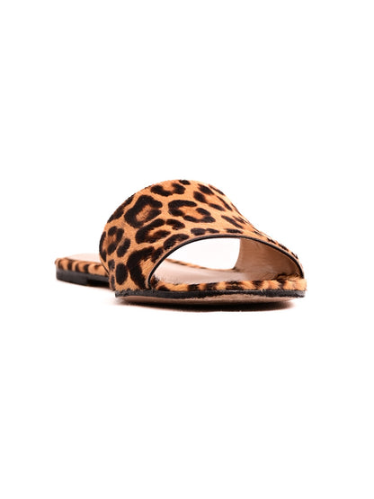Good Gianvito Rossi Yellow Leopard Print Slide Sandals Size 38.5