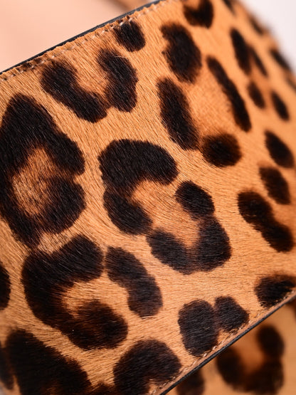 Good Gianvito Rossi Yellow Leopard Print Slide Sandals Size 38.5