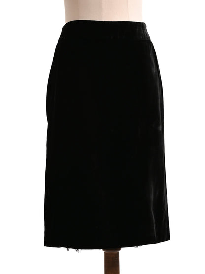 Good Valentino Black Velvet Skirt with Lace Trim Size S