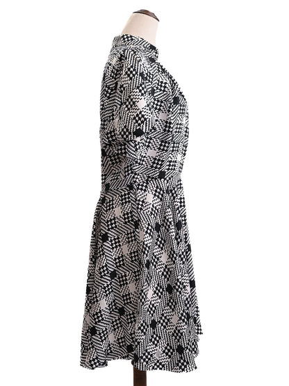 Good Louis Vuitton Black and White Geometric Silk Dress Size S