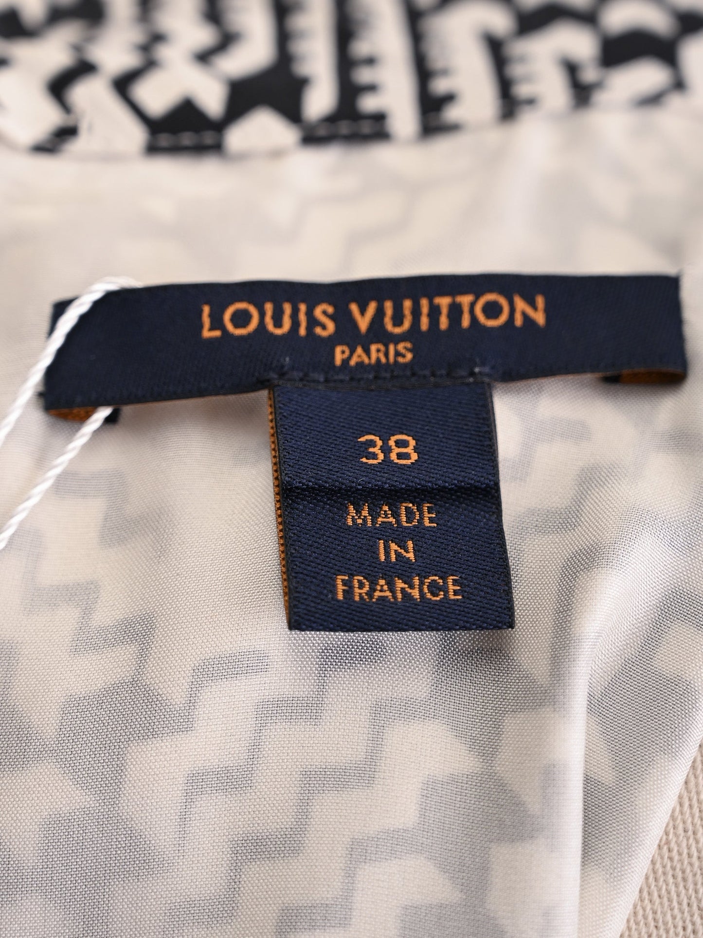 good louis vuitton black and white geometric silk dress size s