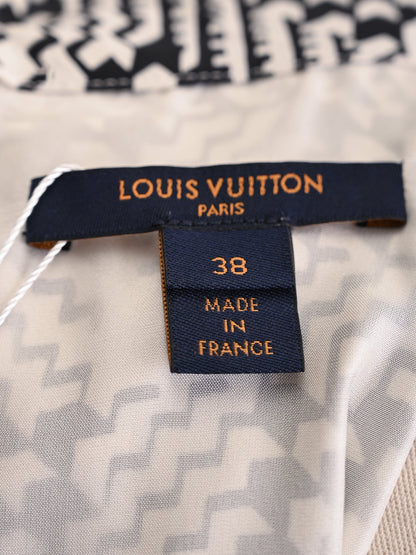 Good Louis Vuitton Black and White Geometric Silk Dress Size S