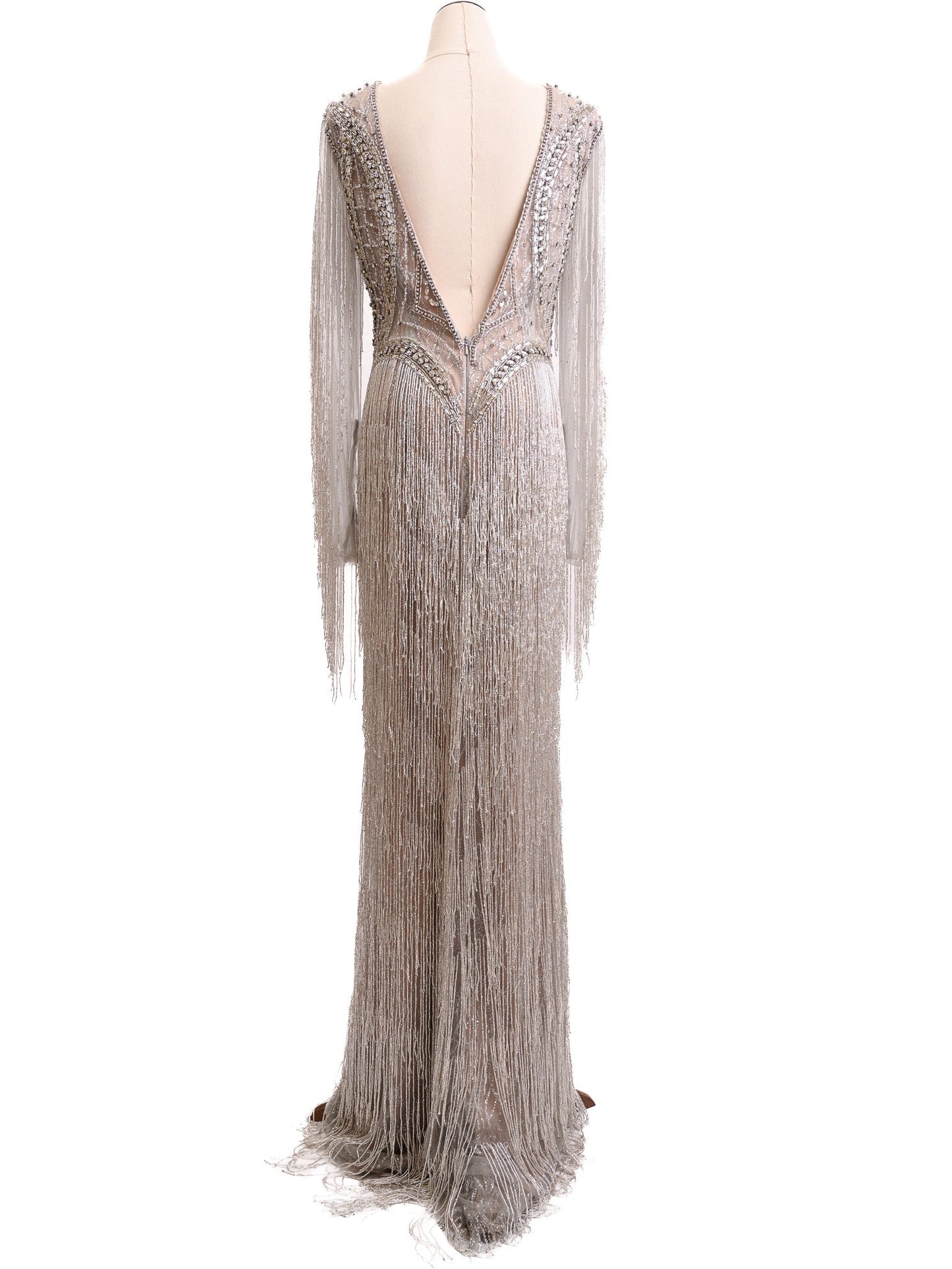 excellent terani couture long sleeve gown combined color polyester