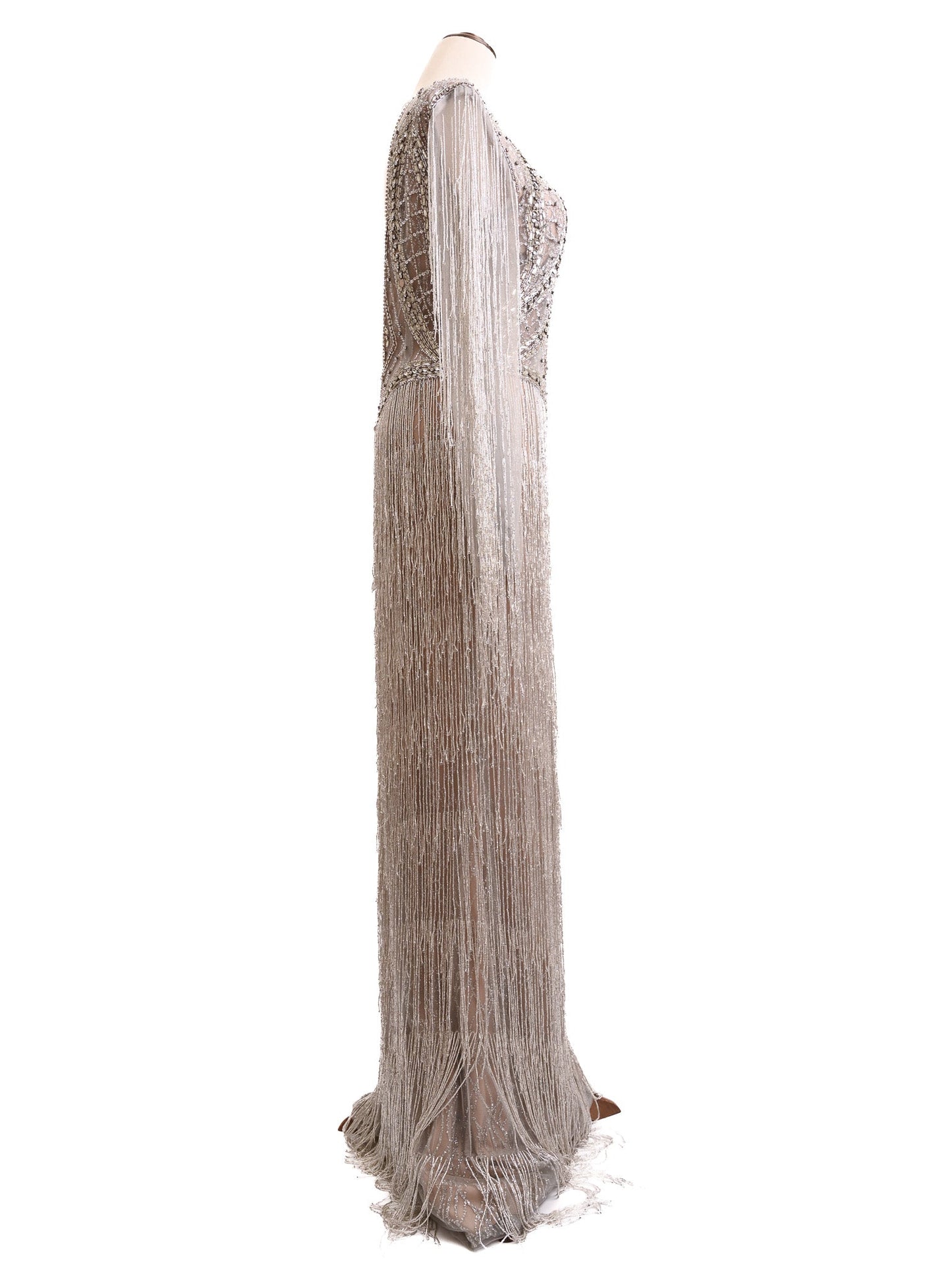 excellent terani couture long sleeve gown combined color polyester