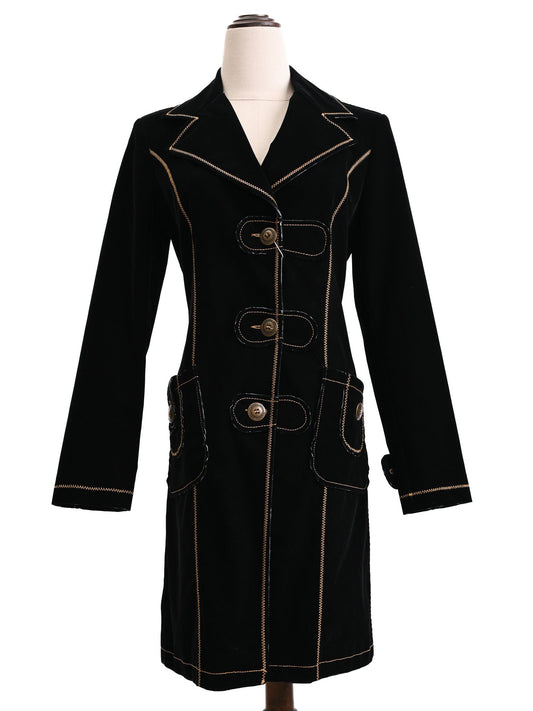 Excellent Byblos Black Viscose Coat Size S with Button Details