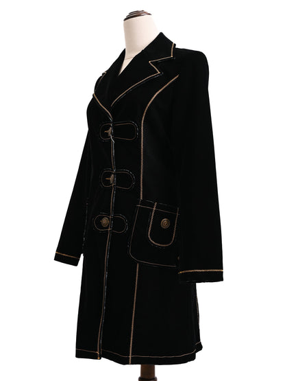 Excellent Byblos Black Viscose Coat Size S with Button Details