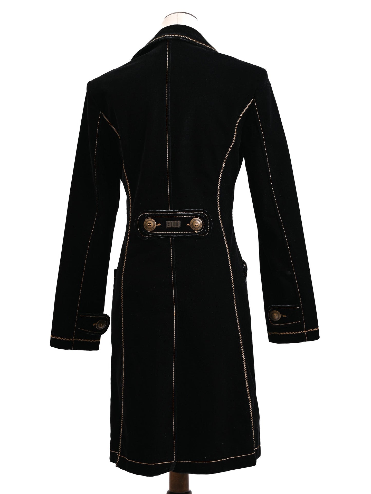 excellent byblos black viscose coat size s with button details