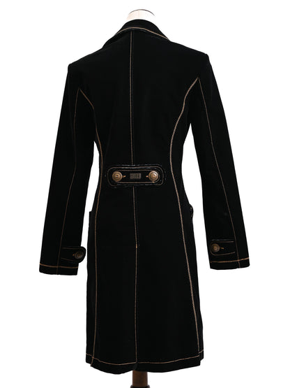 Excellent Byblos Black Viscose Coat Size S with Button Details