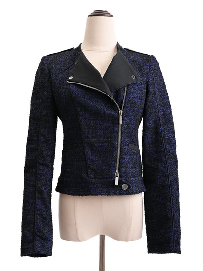 Excellent Karen Millen Blue Textured Jacket Women Zip Front