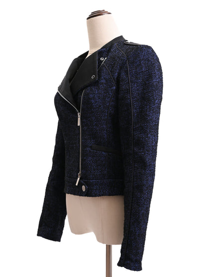 Excellent Karen Millen Blue Textured Jacket Women Zip Front