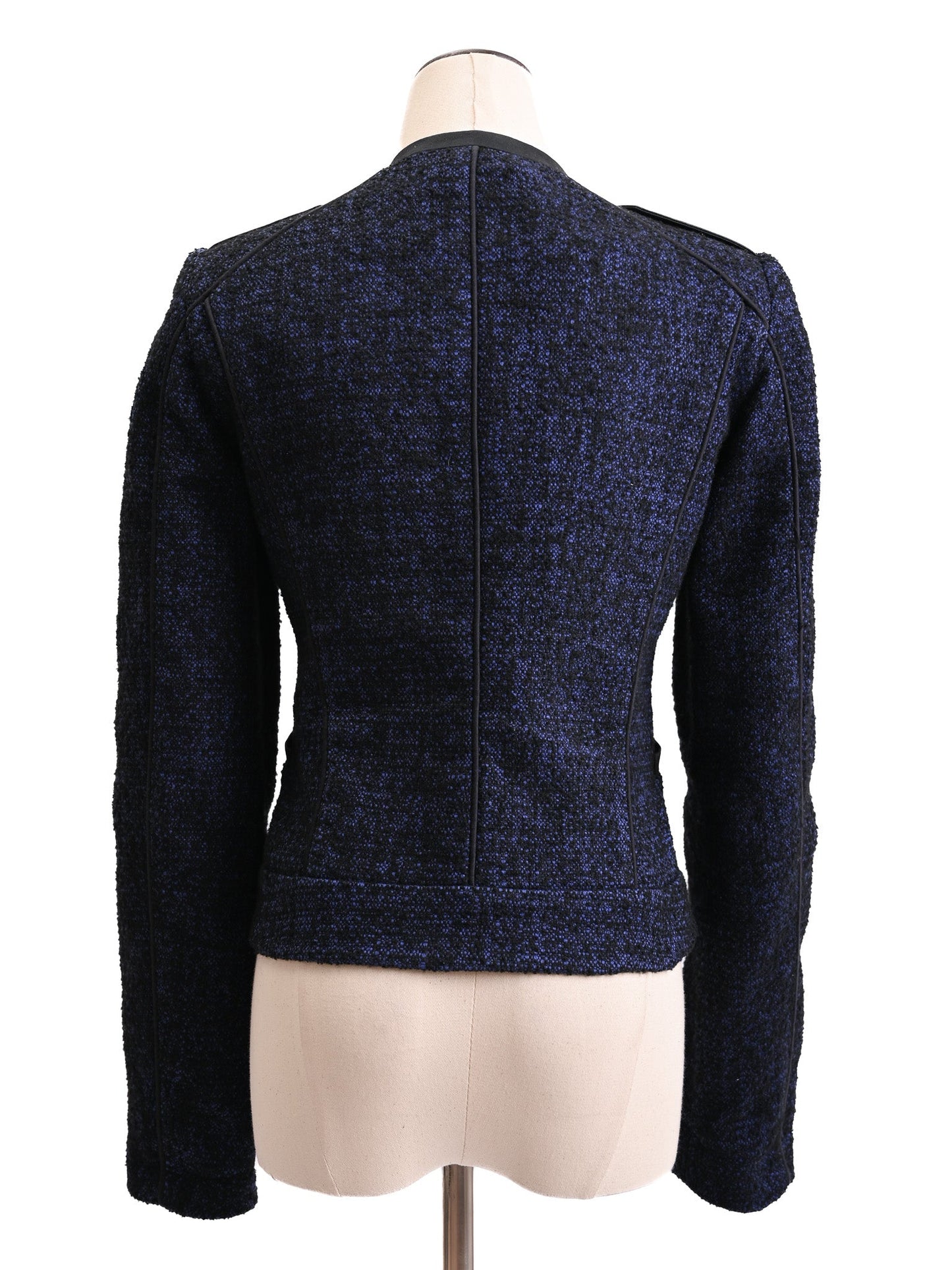 excellent karen millen blue textured jacket women zip front