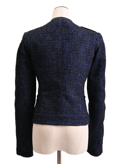 Excellent Karen Millen Blue Textured Jacket Women Zip Front