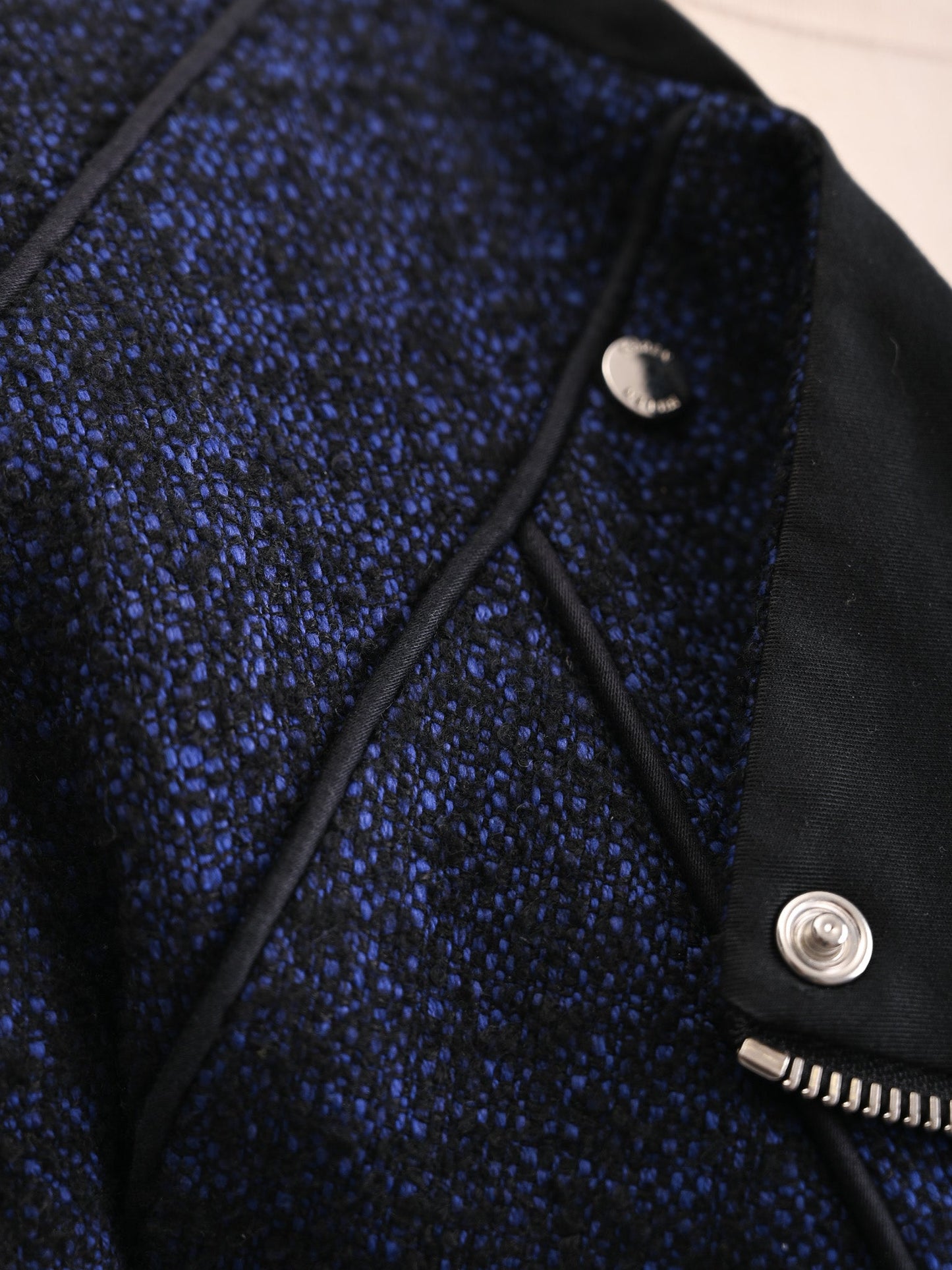 excellent karen millen blue textured jacket women zip front