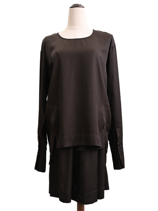 Excellent Ilaria Nistri Black Cupro Top & Skirt Set Size S