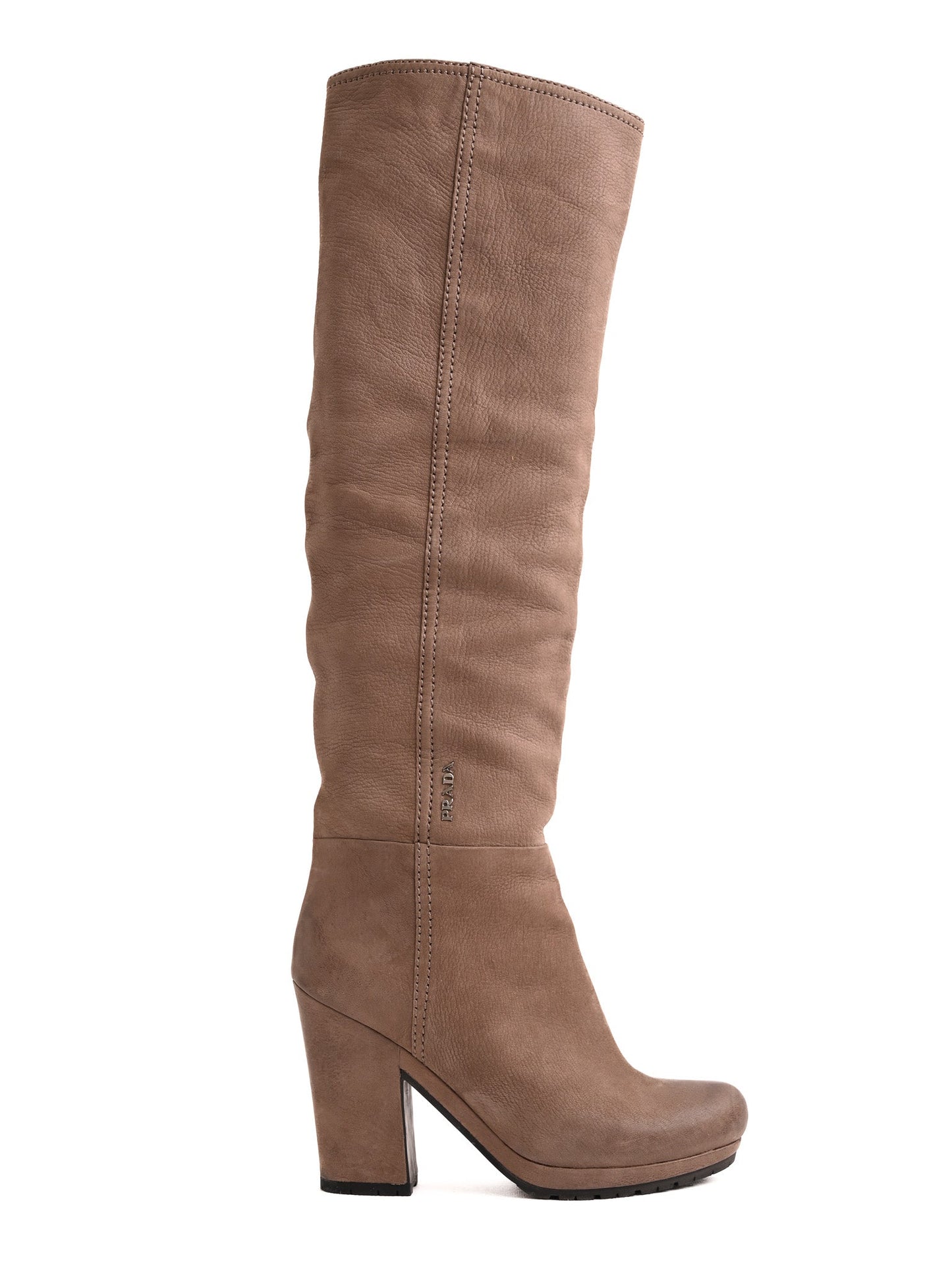 average condition prada white leather knee-high boots size 37