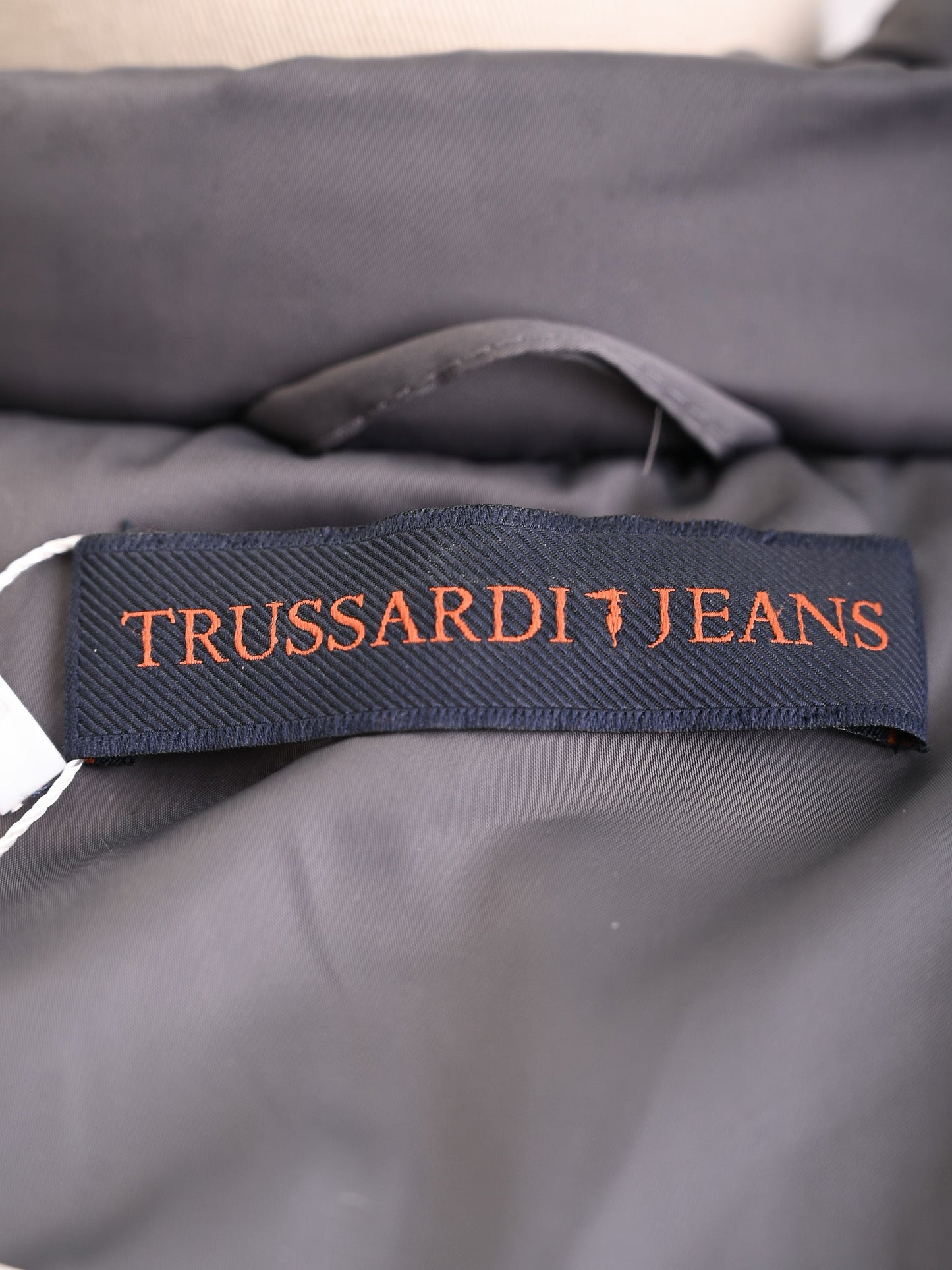 excellent trussardi gray puffer jacket size m women