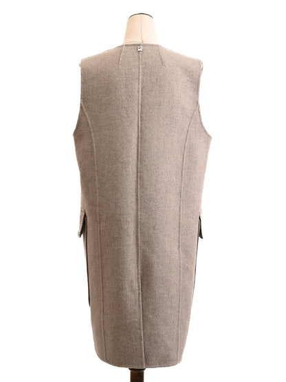 TWINSET Excellent Gray Wool Sleeveless Waistcoat with Pockets