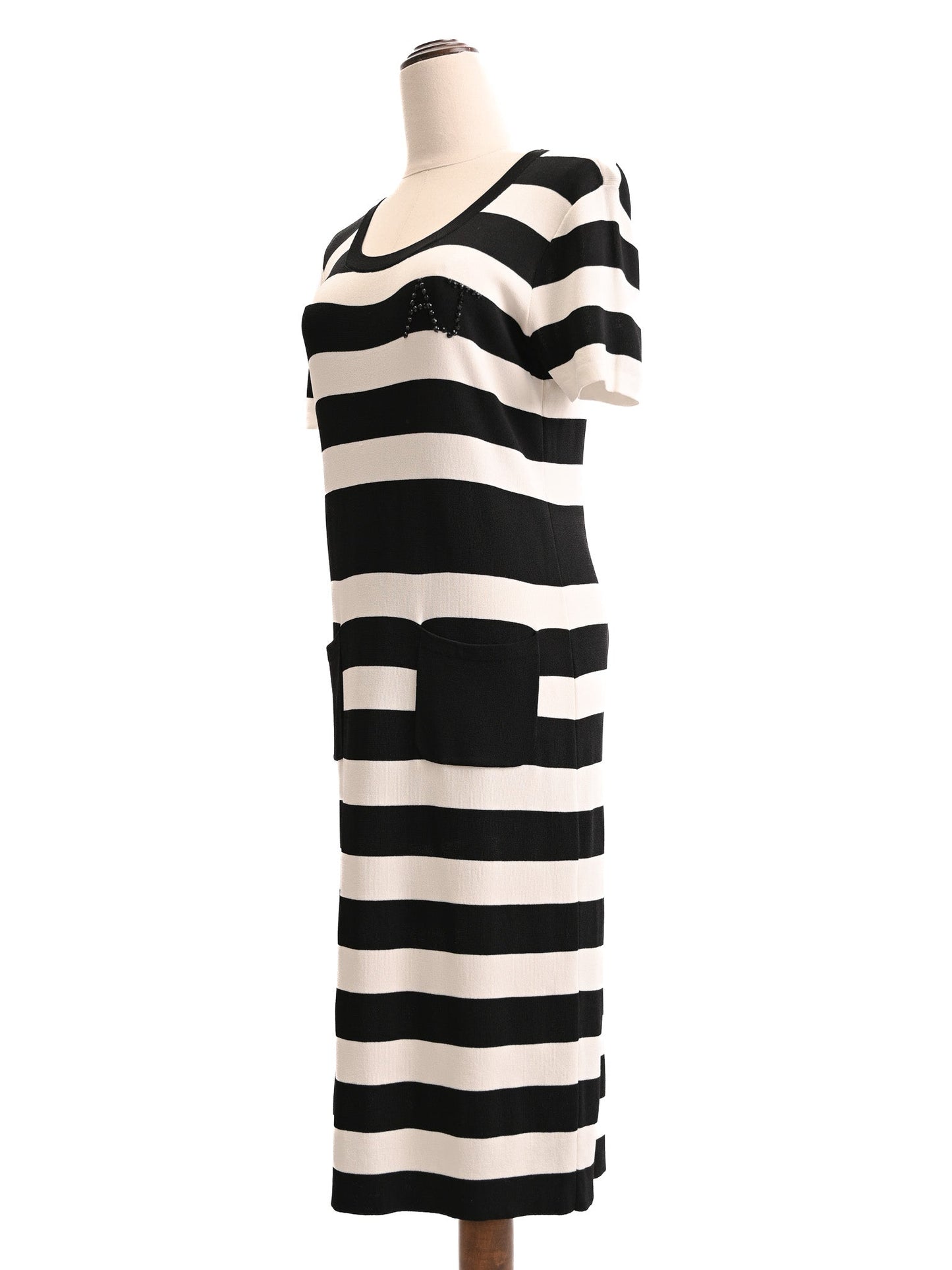 excellent armani jeans striped dress black white size xl