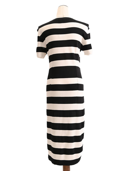Excellent Armani Jeans Striped Dress Black White Size XL