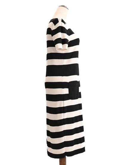 Excellent Armani Jeans Striped Dress Black White Size XL