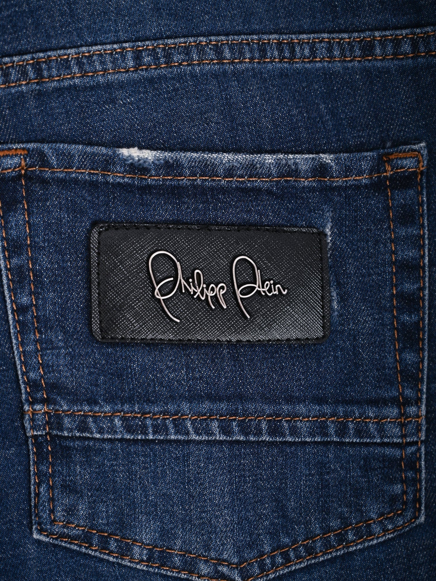 excellent phillipp plein blue denim jeans size m with distressing