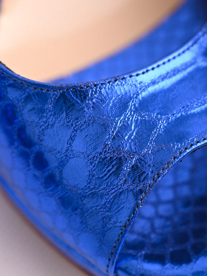 Excellent Albano Blue Leather Slingback Peep-Toe Pumps Size 38