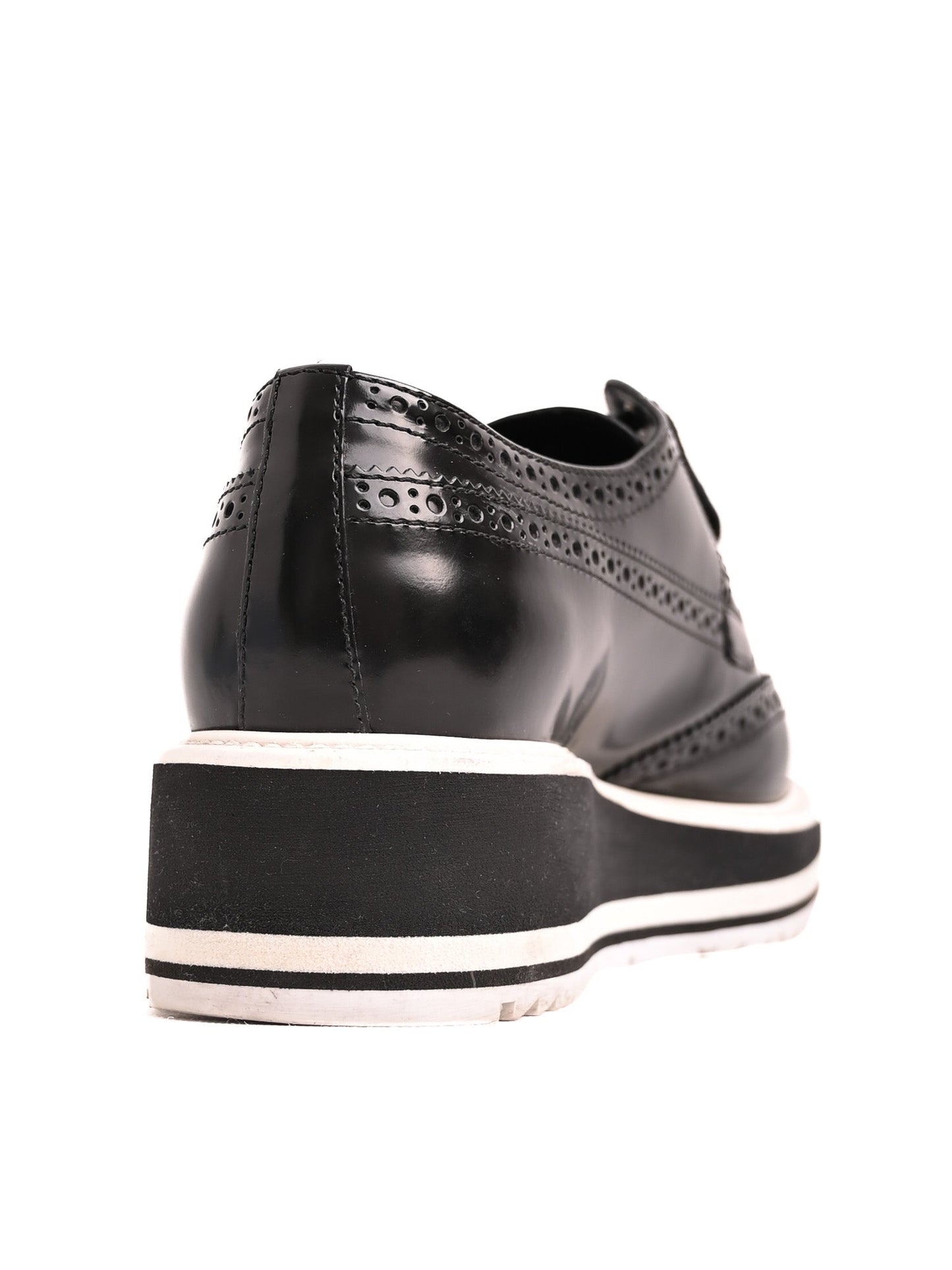 good prada black leather brogue platform shoes women