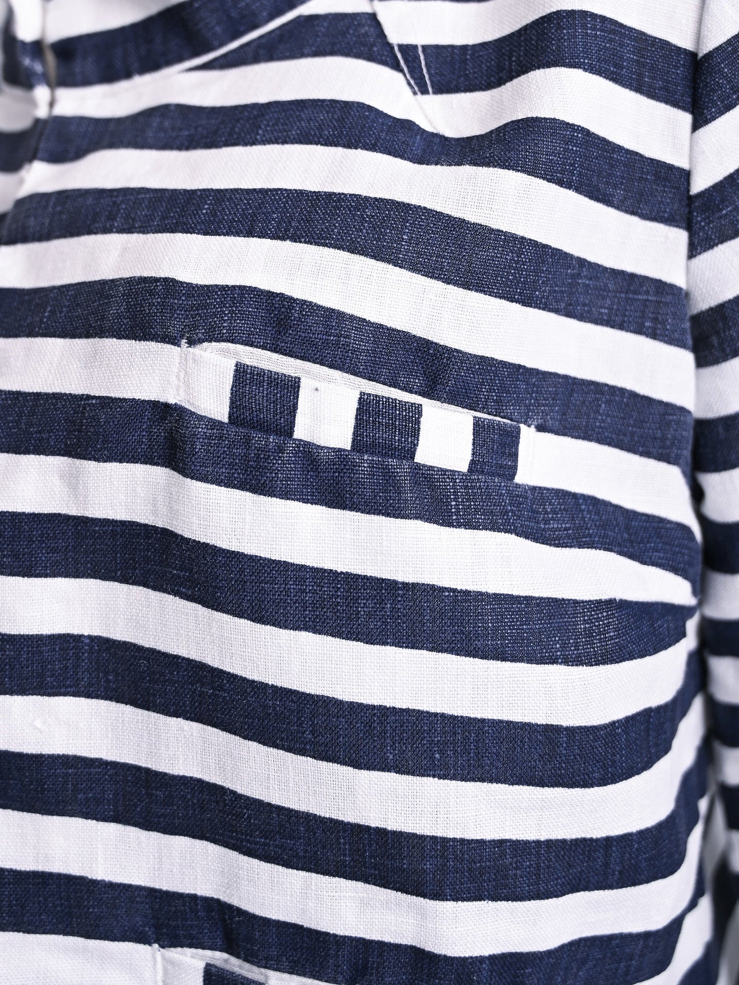 new 120% lino blue and white striped jacket women's long sleeve