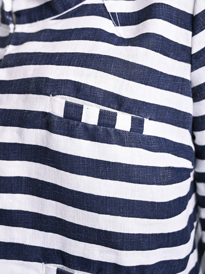 NEW 120% Lino Blue and White Striped Jacket Women's Long Sleeve