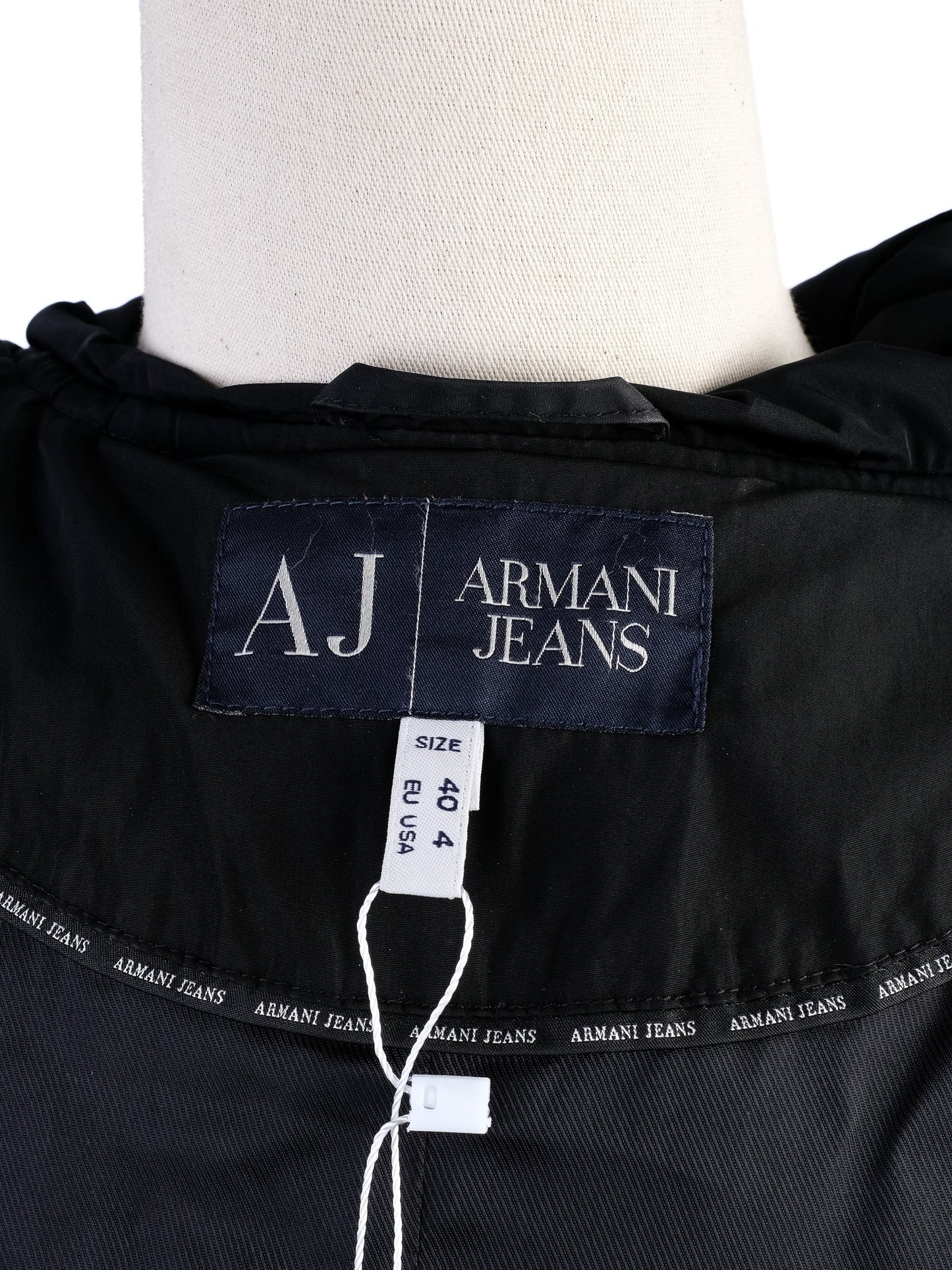 excellent armani jeans black puffy jacket size s with belt