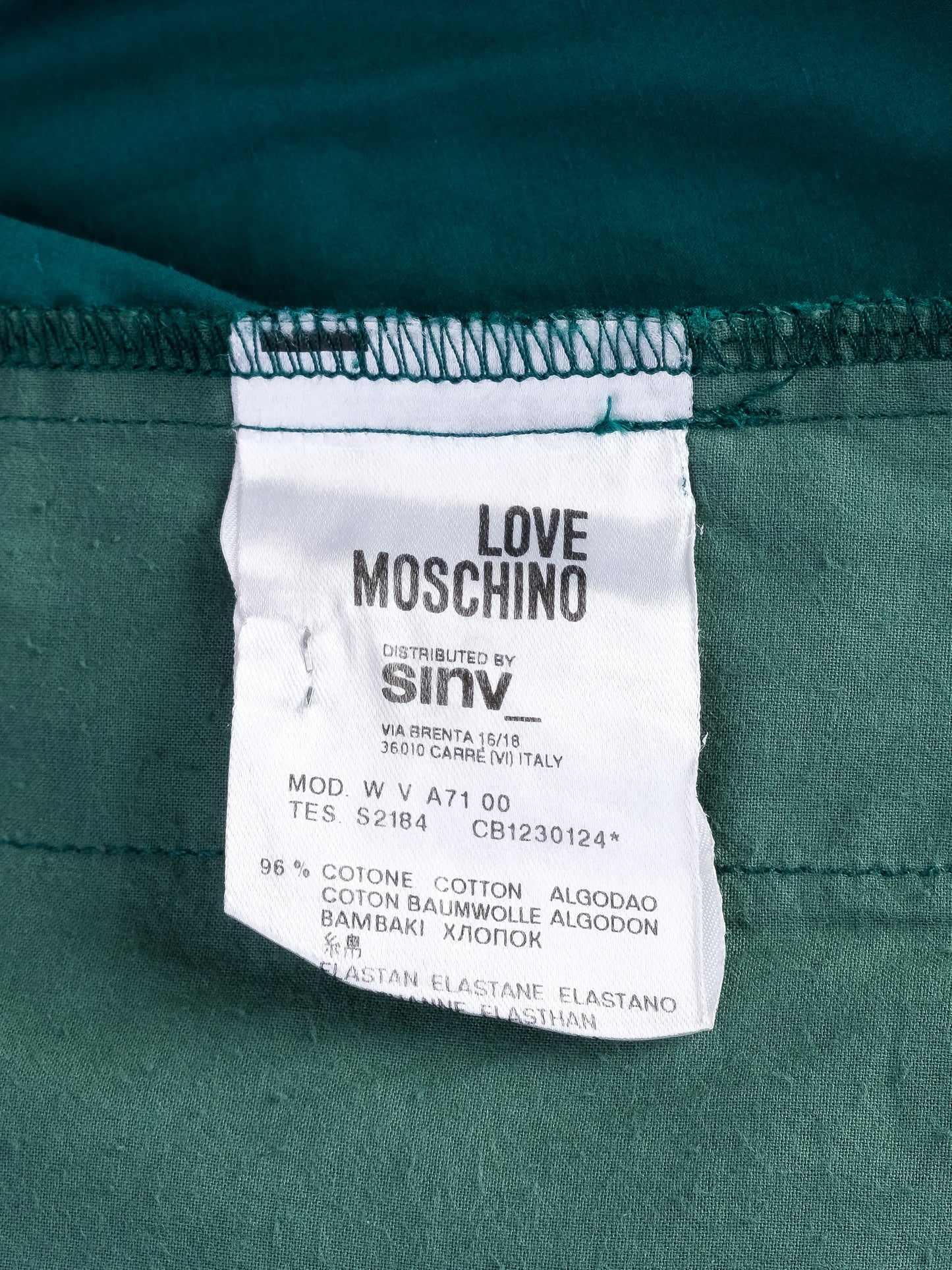 excellent moschino green polyester dress size m with belt detail