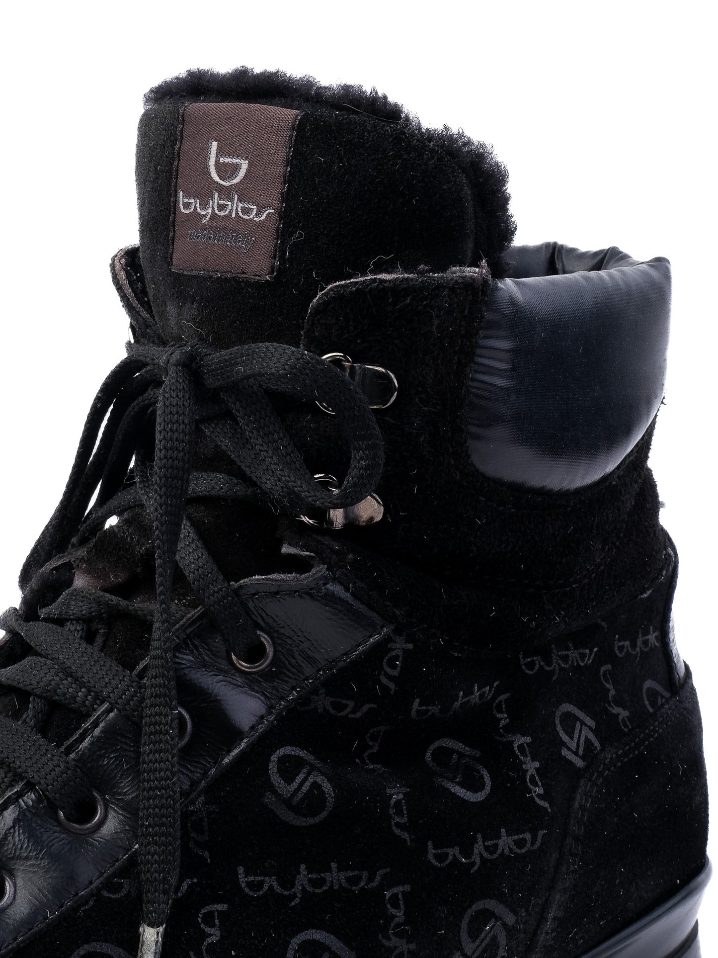 excellent byblos black leather high-top sneakers size 38
