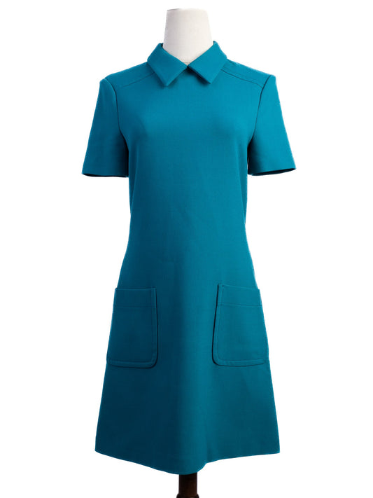 Excellent Tara Jarmon Blue Viscose Dress Size S with Pockets