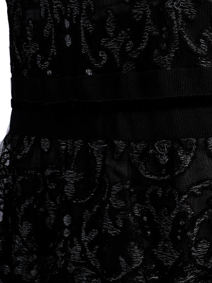 Excellent Clips Black Lace Dress XL Floral Overlay Peplum Waist